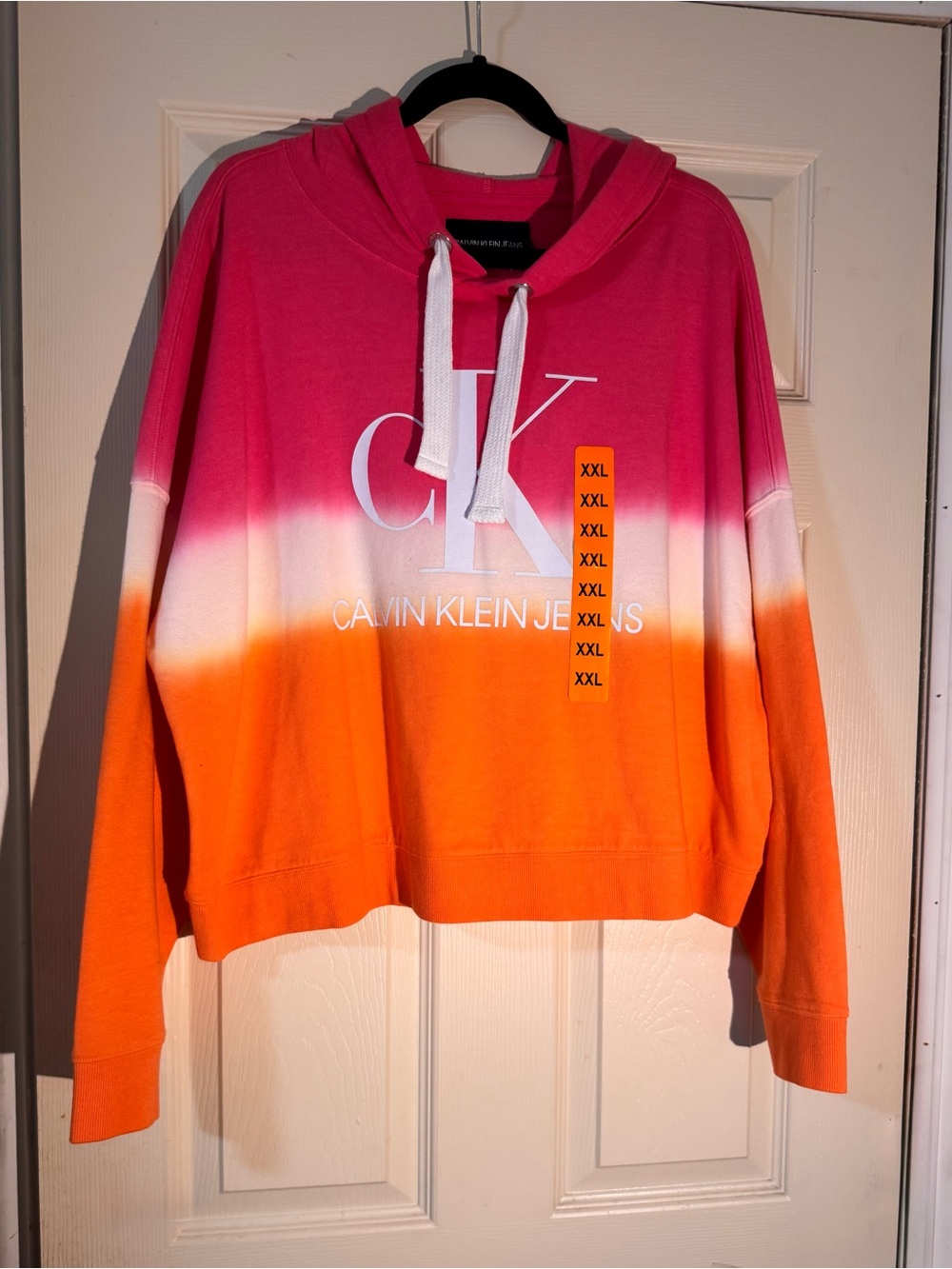 Calvin Klein Jeans Pink to Orange Ombre Cropped Hoodie